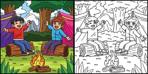 Camping Campers Telling Stories Illustration