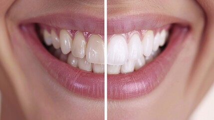 Fototapeta premium Transformative teeth whitening before and after visuals showcasing radiant smiles