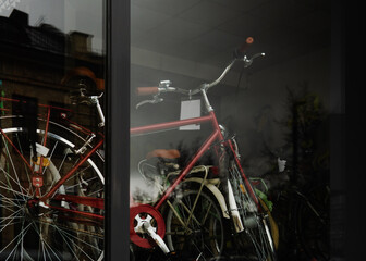 Vintage Bicycles in Storefront Window