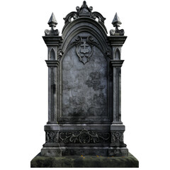 Obraz premium Ornate Gray Stone Cemetery Gravestone