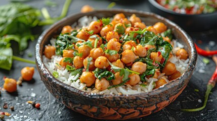 Close Up of a Bowl of Food on a Table