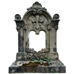 Fototapeta premium Ornate Gray Stone Cemetery Gravestone