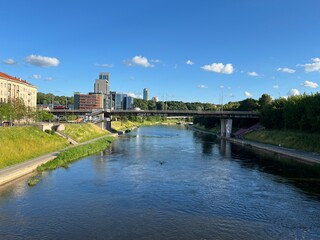 Obraz premium The Neris River in Vilnius, Lithuania