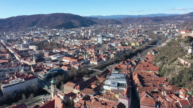 Aerial view of Graz city, Austria.