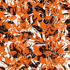 Seamless abstract pattern. Simple background with black, orange, white texture. Digital brush strokes background. Design for textile fabrics, wrapping paper, background, wallpaper, cover.