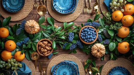 jewish holiday hanukkah celebration concept top view chanukah table setting