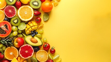 Sweet berries on a vibrant background. A delicious and vitamin-rich food choice.