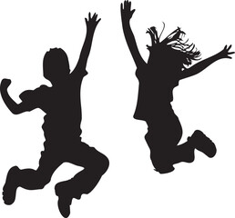 Silhouettes of jumping girl