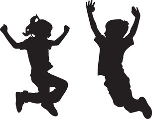 Silhouettes of jumping girl