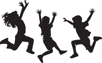 Silhouettes of jumping girl