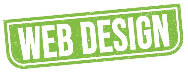 WEB DESIGN text written on green stamp sign.