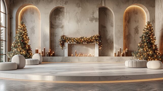 luxury product display podium scene,christmas decorations