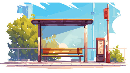 Bus stop. Urban public transport concept. Empty stop