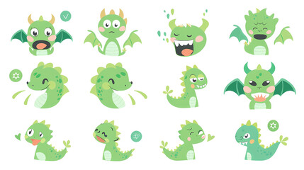 Obraz premium The emoticon pack has a white background and a simple style, using simple lines, solid color blocks, vector graphics and simple sticker, transparent background, png file, Generative AI illustraions 