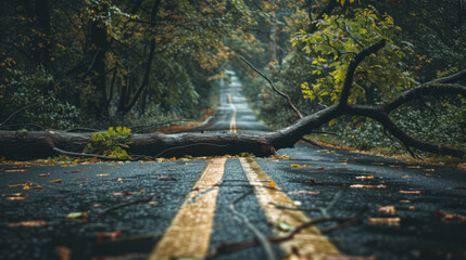 Road was blocked by a fallen tree