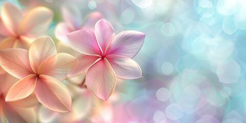 Fototapeta premium Delicate Pastel Floral Background with Copy Space for Text, Featuring Soft Pink and Purple Blossoms, Perfect for Spring and Summer Events, Weddings, and Greeting Cards