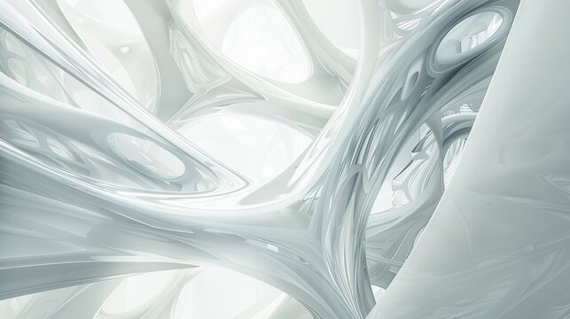 Abstract White Organic Structure, 3D Render, Futuristic Architecture, Organic Design, Abstract Background