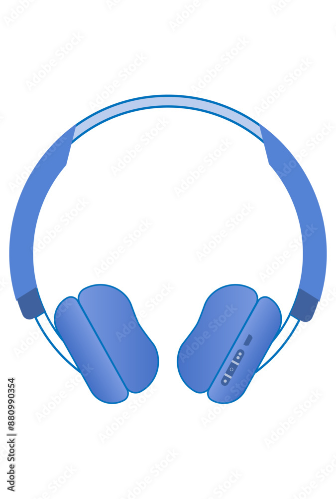 Wall mural simple headphones set, headset vector image in blue