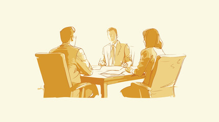 Business meeting in the office. Drawn in chalk icon