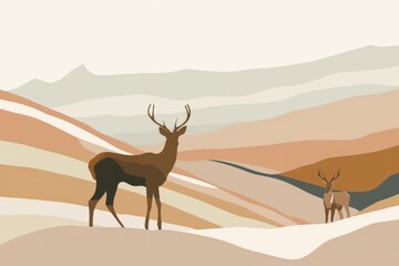 Illustration of beautiful proud deer.
