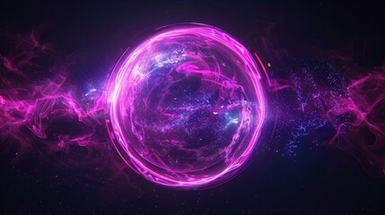 Obraz premium Cosmic Glow A Vivid Sphere of Energy, Abstract, Glow, Sphere, Purple, Energy, Cosmic, Light, Aura