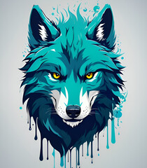 wolf head illustration. cute dog cartoon style, dog stiker. head of a dog mascot,dog. © Rabiul