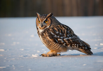 Obraz premium Majestic Snowy Owl in a Winter Field
