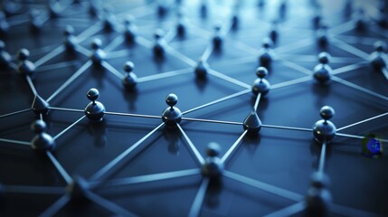 Interconnected Network of Metal Spheres, 3D Render, Abstract, Connection, Network, Technology, Collaboration