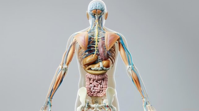 High-detail 3D model of the endocrine system, Human Body Anatomy, hormonal system study guide