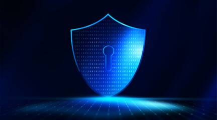 Cyber security protection concept. Protecting herself from cyber attacks and personal data.Portection data access.