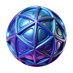 Vibrant 3D glossy sphere with geometric patterns and neon highlights on white background
