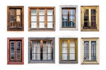 Fototapeta premium Six colorful windows on a plain white wall