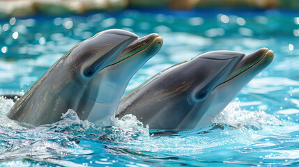 海を泳ぐイルカ