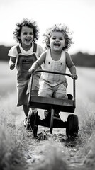 Innocent Joy - A Snapshot of Childhood Captured in Timeless Black and White