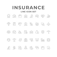 Set line icons of insurance