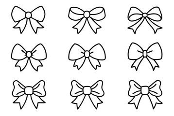 Ribbon Bow Line Art Illustration Drawing Design