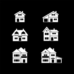 Set glyph icons of house or home