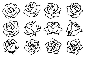 Vintage Rose Line Art Drawing Concept Design