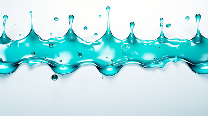 Blue Water Drops of Paint Dripped on White Background, Abstract Image, Texture, Pattern Background, Wallpaper, Cover and Screen of Smartphone, Cell Phone, Computer, Laptop, 9:16 and 16:9 Format