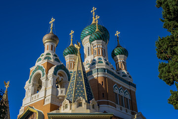 The St Nicholas Orthodox Cathedral (Cathedrale Orthodoxe Saint-Nicolas de Nice). French Riviera, Azure Coast, Nice, France.