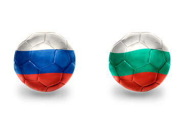 football balls with national flags of bulgaria and russia ,soccer teams. on the white background.