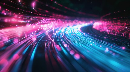 Obraz premium A colorful, swirling line of light with a pink and blue hue