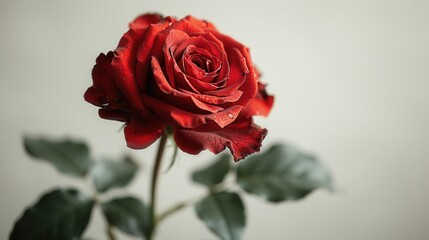 Elegant Romance: Red Rose on White - Beautiful Flower Photography for Love and Romance