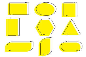 Quote box frame icon vector  set. Quotation paragraph symbol icon, vector Texting quote boxes,  Speech bubbles. Vector illustration.