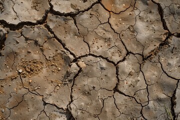 A cracked and broken surface, possibly a rock or a piece of concrete. The cracks and breaks give the impression of a worn and weathered appearance