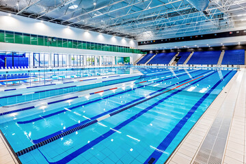 Naklejka premium Indoor swimming pool arena, interior, empty