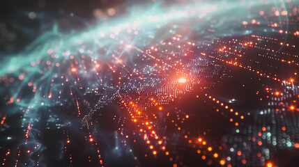 Fototapeta premium background network points Earth's surface wave background Abstract digital wave background information technology background The background is the background. gradient wave digital wave ban