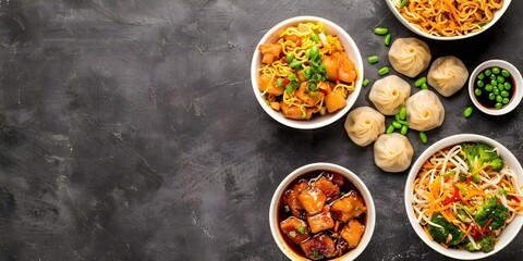 Exploring the Varied Delights of Chinese Cuisine Dumplings, Noodles, and Tofu. Concept Chinese Cuisine, Dumplings, Noodles, Tofu, Culinary Delights