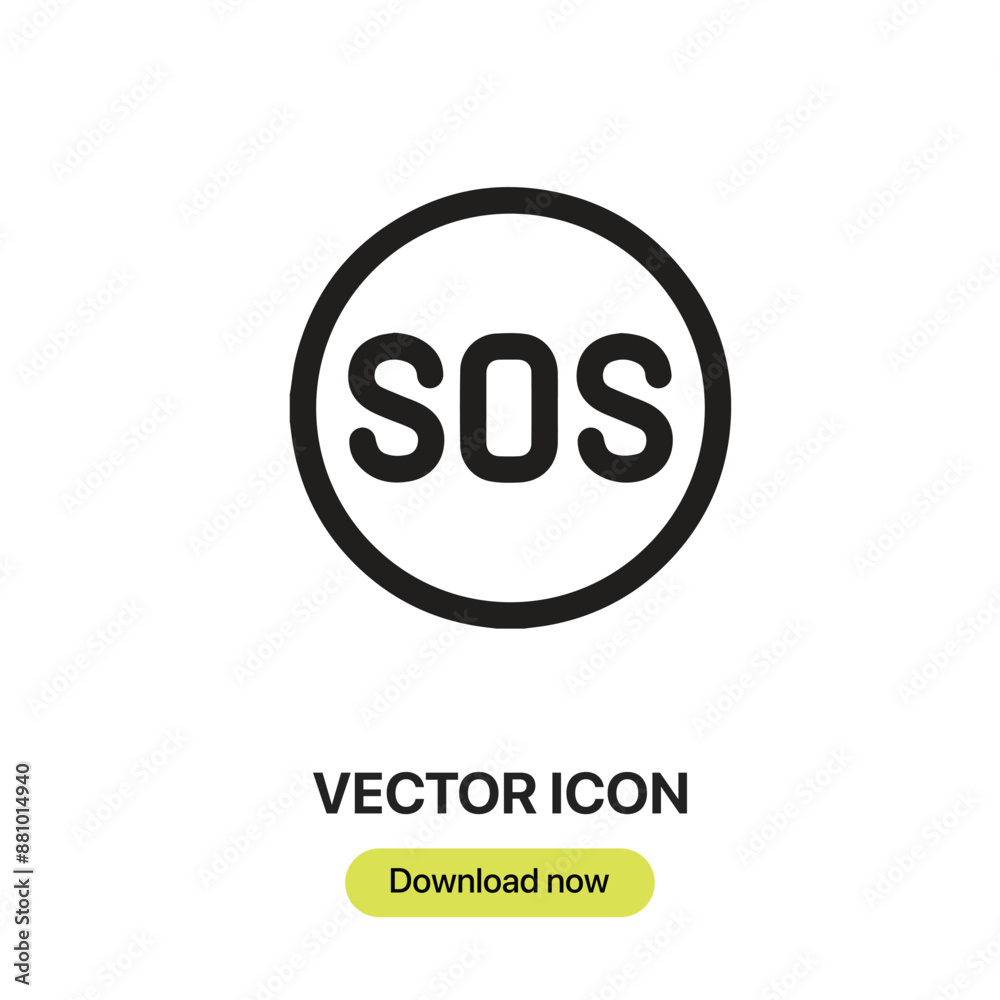 Aufkleber Sos icon vector. Linear-style sign for mobile concept and web design. Sos symbol illustration. Pixel vector graphics - Vector.	