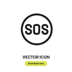 Sos icon vector. Linear-style sign for mobile concept and web design. Sos symbol illustration. Pixel vector graphics - Vector.	